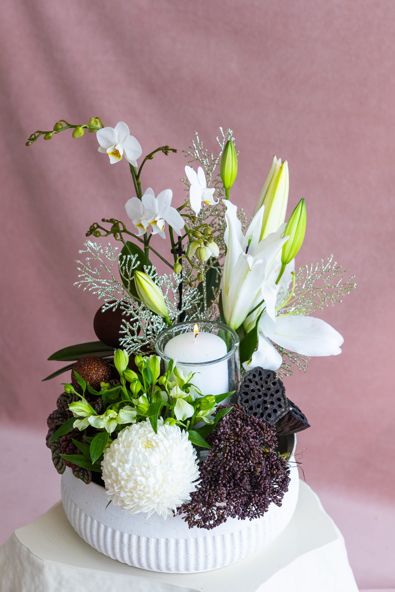 GILDED CHRISTMAS POT ET FLEUR