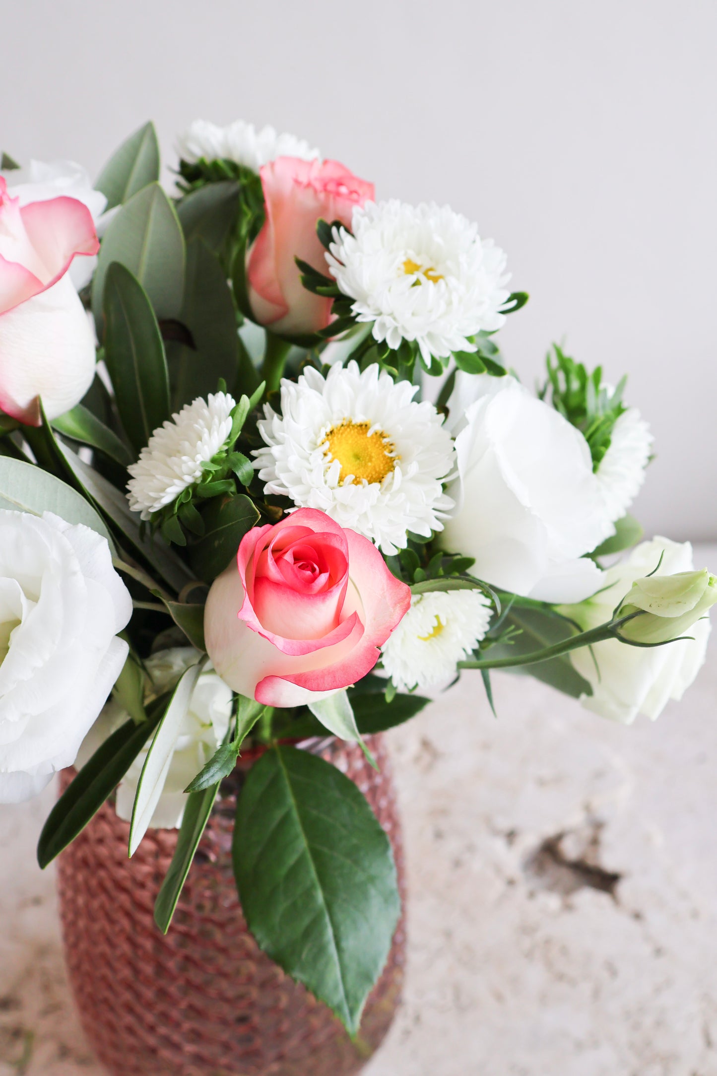 PRE-VALENTINE'S SPECIAL:  ROSES, LISIANTHUS & DAISY BOUQUET