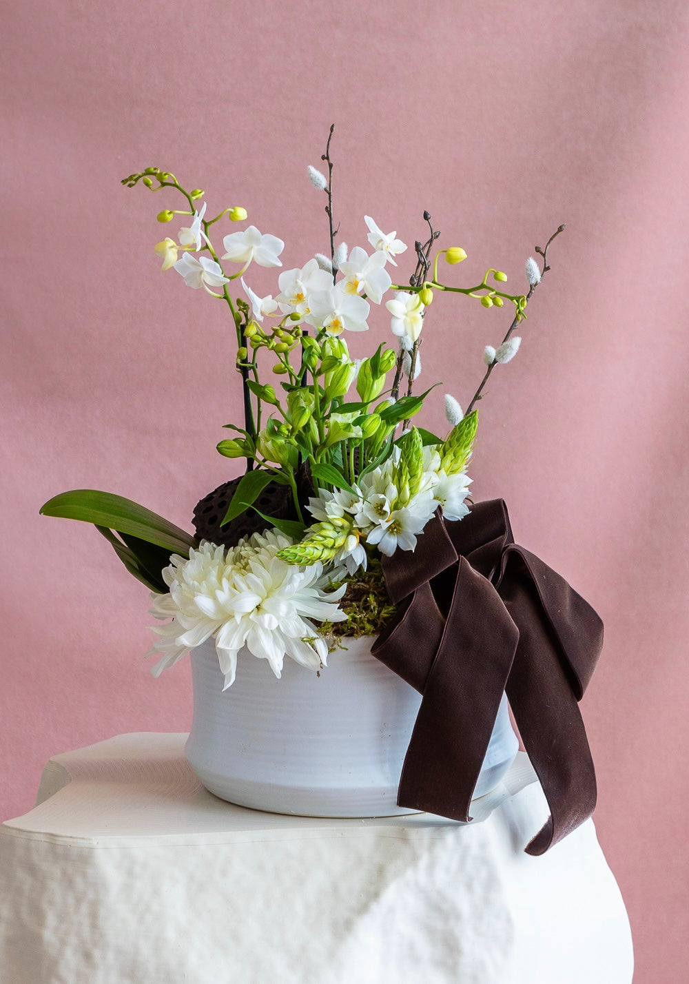 PETITE CHRISTMAS VELOUR POT ET FLEUR