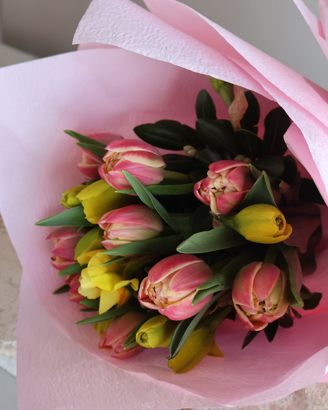 WEEKEND SPECIAL: DOUBLE DELIGHT - TULIPS & DAFFODILS  BOUQUET