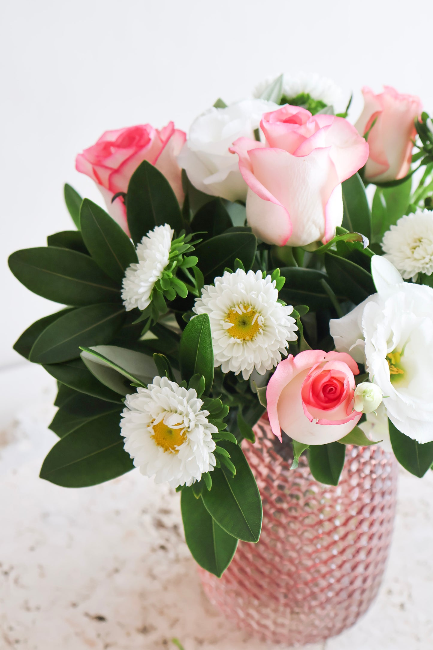 PRE-VALENTINE'S SPECIAL:  ROSES, LISIANTHUS & DAISY BOUQUET