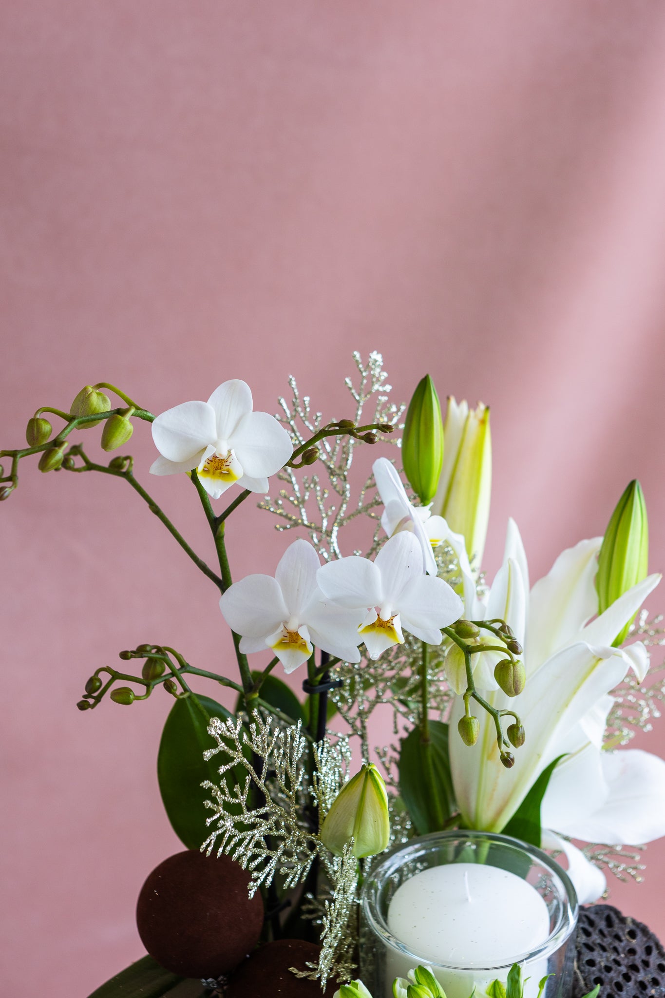 GILDED CHRISTMAS POT ET FLEUR