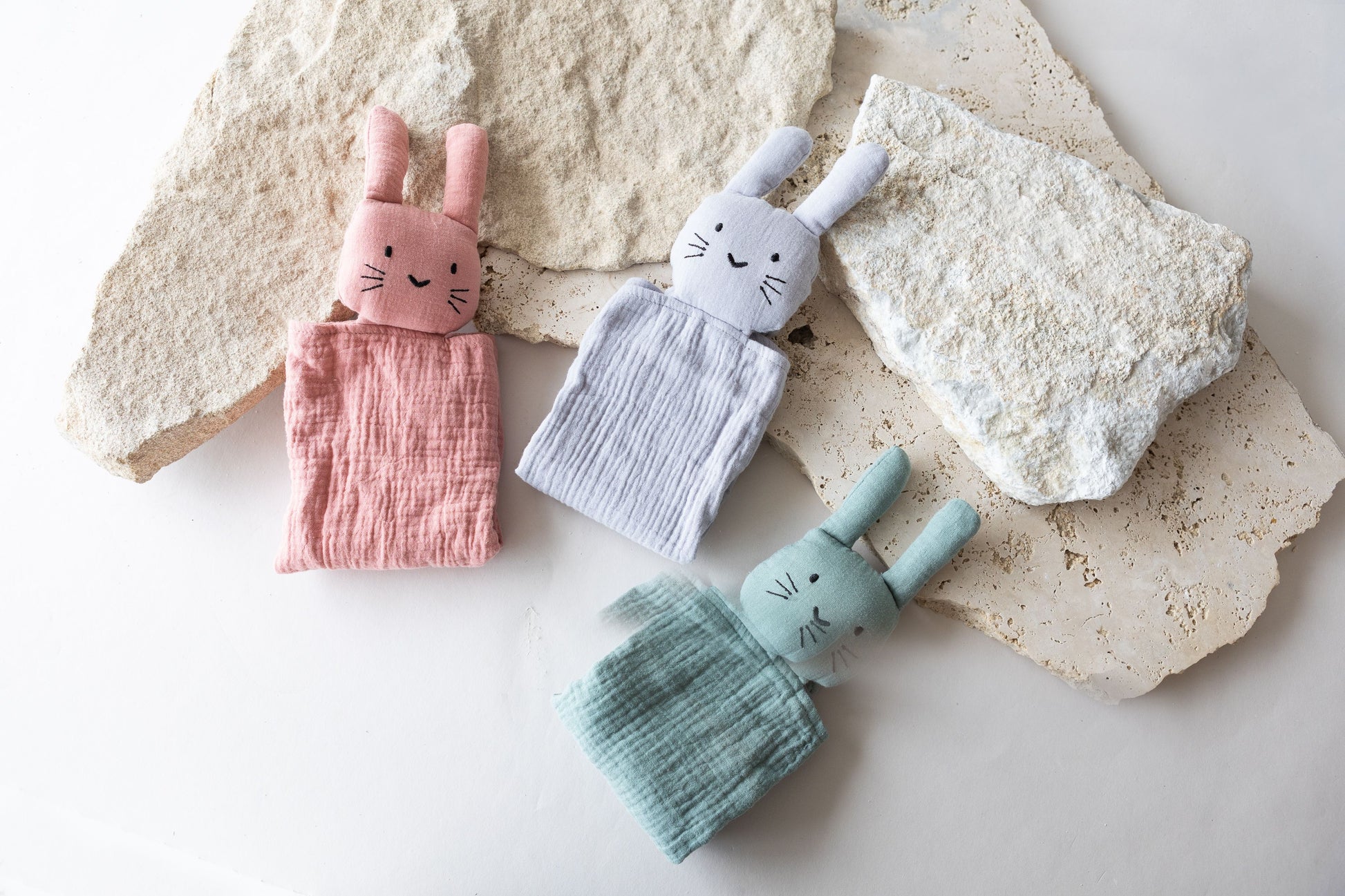 Personalized Bunny Comforter, Soft Sleeping Toy, Organic Muslin